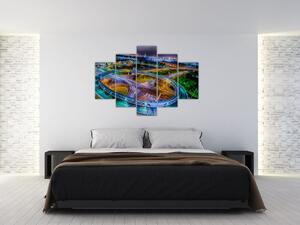 Obraz - panoráma nočného mesta (150x105 cm)