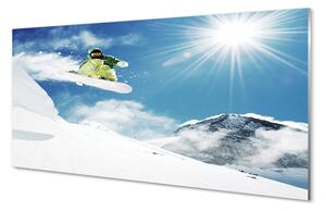 Sklenený obklad do kuchyne Man mountain snow board 100x50 cm