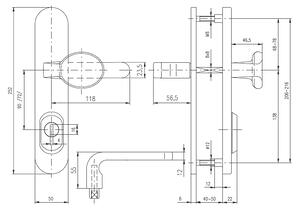 Bezpečnostné kovanie ROSTEX BK RX 4-50 SOLID 3. tr. (NEREZ MAT), kľučka ľavá / kľučka, Otvor na cylindrickú vložku PZ, ROSTEX Nerez mat, 90 mm