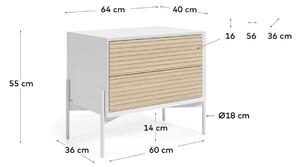 MUZZA Nočný stolík ellier 64 x 54 cm prírodný