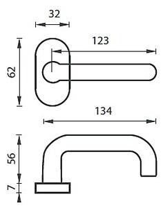 Dverové kovanie MP Coslan-R ovál (F1), kľučka-kľučka, Otvor na cylindrickú vložku PZ, MP F1/MP1 (hliník prírodný)