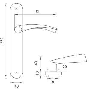 Dverové kovanie MP Fan (OLS), kľučka-kľučka, WC kľúč, MP OLS (mosadz brúsená a lakovaná), 72 mm