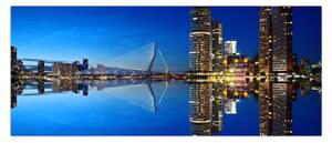 Obraz - nočný Rotterdam (120x50 cm)