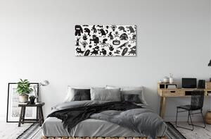 Obraz na skle White pozadí čiernymi tvory 120x60 cm 2 Prívesky