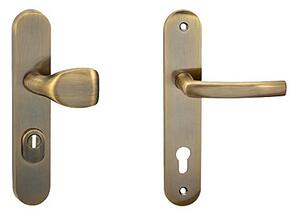 Ochranné kovanie COBRA C101+ (OFS), kľučka obojstranná/guľa, Otvor na cylindrickú vložku PZ, COBRA OFS (bronz česaný), 90 mm