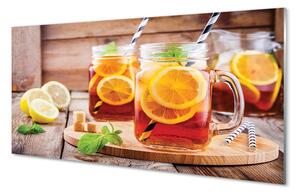 Obraz na skle Ice Tea citrusové slamky 100x50 cm 4 Prívesky