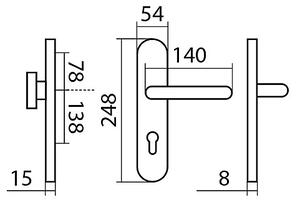 Bezpečnostné kovanie TWIN COLUMBUS GULF HR H2094 KS DEF (E), kľučka ľavá / guľa, Otvor na cylindrickú vložku PZ, Twin E (nerez matná), 92 mm