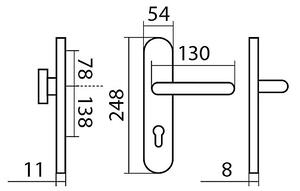 Bezpečnostné kovanie TWIN COLUMBUS KLESO HR H2094 KS DEF (E), kľučka pravá-guľa, Otvor na cylindrickú vložku PZ, Twin E (nerez matná), 72 mm