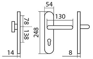 Bezpečnostné kovanie TWIN COLUMBUS ALFA HR H2094 KS (E), kľučka pravá-guľa, Otvor na cylindrickú vložku PZ, Twin E (nerez matná), 72 mm