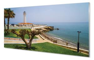 Sklenený obraz Španielsko pobreží maják 120x60 cm 2 Prívesky