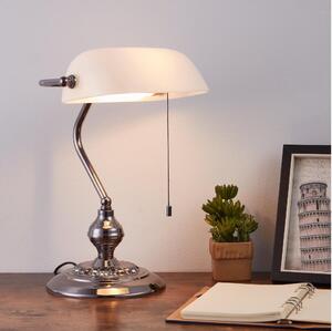 Eglo 901019 - Stolná lampa BANKER 1xE27/60W/230V biela/lesklý chróm
