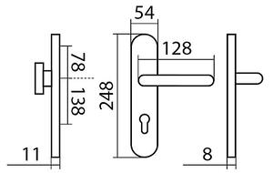 Bezpečnostné kovanie TWIN COLUMBUS ALA HR H2094 KS DEF (E), kľučka pravá-guľa, Otvor na cylindrickú vložku PZ, Twin E (nerez matná), 92 mm