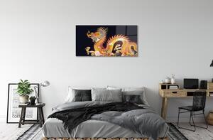 Sklenený obraz Golden Japanese Dragon 120x60 cm 2 Prívesky