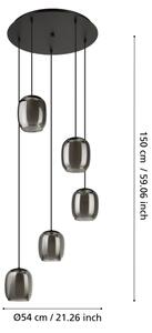 Eglo 901194 - Luster na lanku CIAMPINO 5xE27/28W/230V šedá