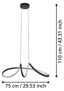 Eglo 901159 - LED RGBW Stmievateľný luster na lanku CALAROSSA-Z LED/22W/230V čierna
