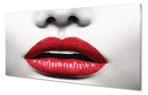 Nástenný panel  Červené pery nos žena 100x50 cm