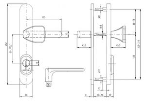 Bezpečnostné kovanie ROSTEX BK RX 4-40 EXCLUSIVE 3. tr. (NEREZ MAT), kľučka pravá / kľučka, Otvor na cylindrickú vložku PZ, ROSTEX Nerez mat, 72 mm