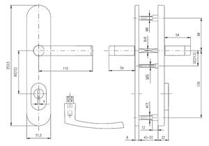 Bezpečnostné kovanie ROSTEX BK EL4 (HLINÍK), kľučka pravá / kľučka, Otvor na cylindrickú vložku PZ, ROSTEX Chróm lesklý-nerez, 90 mm