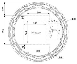 Sapho, RINGO okrúhle LED podsvietené zrkadlo so vzorom, o 80cm, fólia anti-fog, 2700°K, RI080