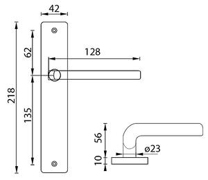Dverové kovanie MP Daniela - SH (BRÚSENÁ NEREZ), kľučka-kľučka, Otvor na cylindrickú vložku PZ, MP BN (brúsená nerez), 72 mm