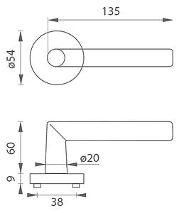 Dverové kovanie MP Swing - HR (BRÚSENÁ NEREZ), kľučka-kľučka, Otvor na cylindrickú vložku PZ, MP BN (brúsená nerez)
