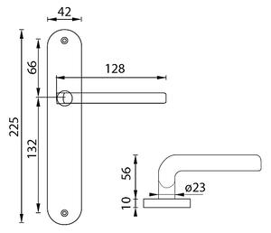 Dverové kovanie MP Daniela - SO (BRÚSENÁ NEREZ), kľučka-kľučka, Otvor pre obyčajný kľúč BB, MP BN (brúsená nerez), 72 mm