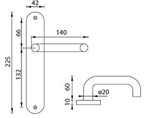 Dverové kovanie MP Coslan-SO (BRÚSENÁ NEREZ), kľučka-kľučka, Otvor na cylindrickú vložku PZ, MP BN (brúsená nerez), 90 mm