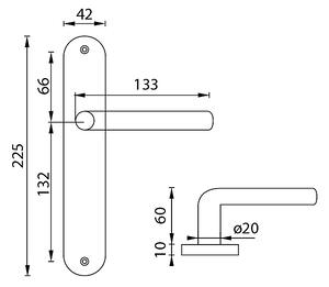 Dverové kovanie MP Mona - SO (BRÚSENÁ NEREZ), kľučka-kľučka, Otvor pre obyčajný kľúč BB, MP BN (brúsená nerez), 90 mm