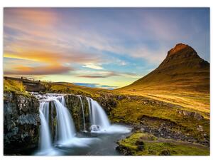 Obraz hory a vodopádov na Islande (70x50 cm)