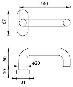 Dverové kovanie MP Coslan - UOR (BN - Brúsená nerez), kľučka-kľučka, Otvor na cylindrickú vložku PZ, MP BN (brúsená nerez)