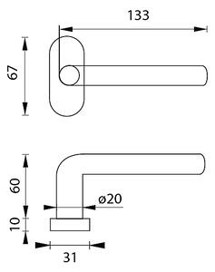 Dverové kovanie MP Mona - UOR (BRÚSENÁ NEREZ), kľučka-kľučka, Otvor na cylindrickú vložku PZ, MP BN (brúsená nerez)