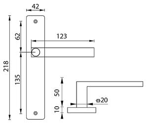 Dverové kovanie MP Quadra - SH (BN - Brúsená nerez), kľučka-kľučka, Otvor pre obyčajný kľúč BB, MP BN (brúsená nerez), 72 mm