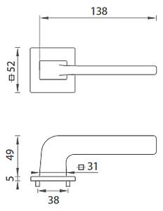 Dverové kovanie MP Dara HR 4007Q 5 S (OLV - Mosadz leštená lakovaná), kľučka-kľučka, Bez spodnej rozety, MP OLV (mosadz leštená a lakovaná)