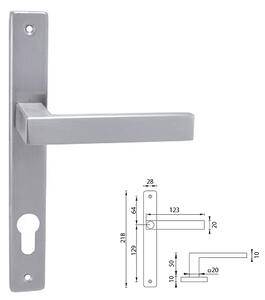 Dverové kovanie MP Quadra - USH (BRÚSENÁ NEREZ), kľučka-kľučka, WC kľúč, MP BN (brúsená nerez), 90 mm
