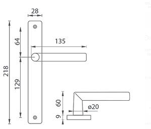 Dverové kovanie MP Favorit - USH (BN - Brúsená nerez), kľučka-kľučka, WC kľúč, MP BN (brúsená nerez), 72 mm