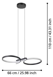 Eglo 901267 - LED Luster na lanku SERPINS LED/21W/230V 3000K čierna