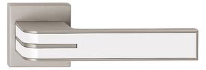 Dverové kovanie TWIN TURN HX8505 HR (NI-SAT-MAT) s bielou listelou, kľučka/kľučka, hranatá rozeta, Hranatá rozeta s otvorom na cylidrickú vložku PZ, Twin NI-SAT-MAT (nikel matný)