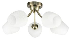 Prisadený luster ZINA 5xE27/40W/230V mosadz/biela