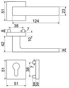 Dverové kovanie RICHTER Torino (ČM), kľučka-kľučka, WC kľúč, RICHTER Čierna matná