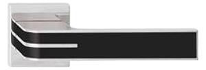 Dverové kovanie TWIN TURN HX8505 HR (CH) - s čiernou výplní, kľučka/kľučka, hranatá rozeta, Hranatá rozeta s otvorom pre obyčajný kľúč BB, Twin CH (chróm lesklý)