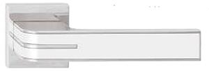 Dverové kovanie TWIN TURN HX8505 HR (CH) - s bielou výplní, kľučka/kľučka, hranatá rozeta, Hranatá rozeta s otvorom pre obyčajný kľúč BB, Twin CH (chróm lesklý)