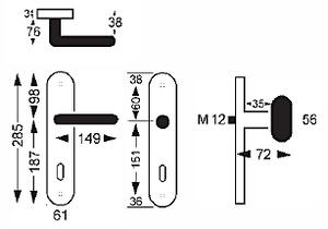 Dverové kovanie Lienbacher Alban 363 (striebornočierná), kľučka-kľučka, Otvor na cylindrickú vložku PZ, Lienbacher kované, 90 mm