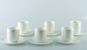 Set pre 6 osôb - porcelánový hrnček espresso s tanierikom Dots