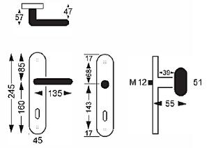 Ochranné kování Lienbacher Cottbus CL (nerez mat), kľučka ľavá / guľa, Otvor na cylindrickú vložku PZ, Lienbacher nerez mat, 90 mm
