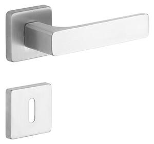Dverové kovanie ROSTEX SAVONA/H s čepy (NEREZ MAT), kľučka-kľučka, WC kľúč, ROSTEX Nerez mat
