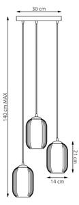 Luster na lanku VERDI 3xE27/15W/230V pr. 30 cm čierna/šedá/biela