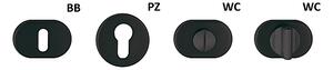 Dverové kovanie TWIN AKIK HA 202 (CM), kľučka-kľučka, Bez spodnej rozety, Twin CM (čierny mat)