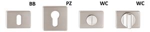 Dverové kovanie TWIN CORAL HR HA 200 (NI-SAT-MAT), kľučka/kľučka, hranatá rozeta, Hranatá rozeta s otvorom na cylidrickú vložku PZ, Twin NI-SAT-MAT (nikel matný)