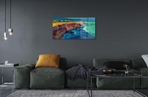 Obraz na skle Morská oblohy skaly 120x60 cm 2 Prívesky