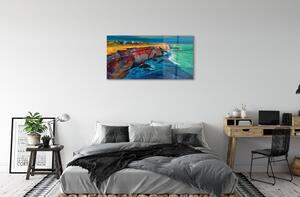 Obraz na skle Morská oblohy skaly 120x60 cm 2 Prívesky